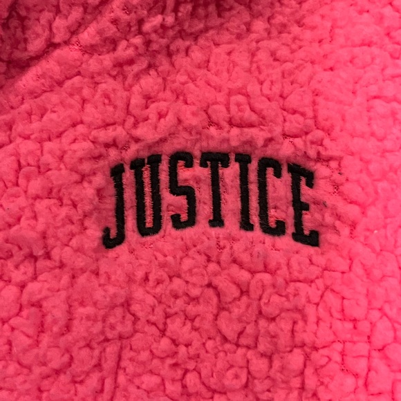 EUC - Justice - Neon Pink Fleece Half Zip Hoodie - Size 10 - Picture 2 of 3